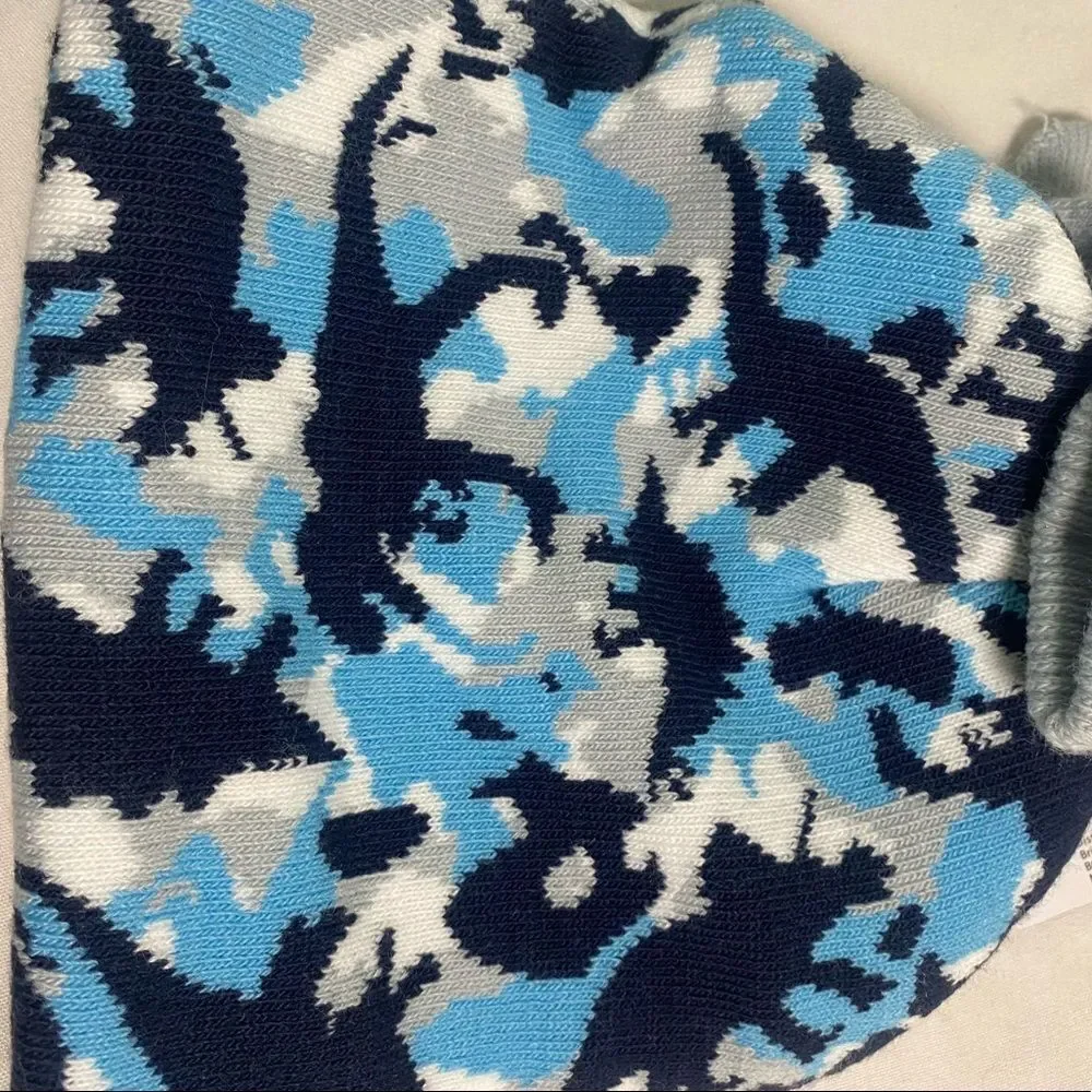 New dinosaur camp high desert blue beanie hat and gray gloves boys set onesize